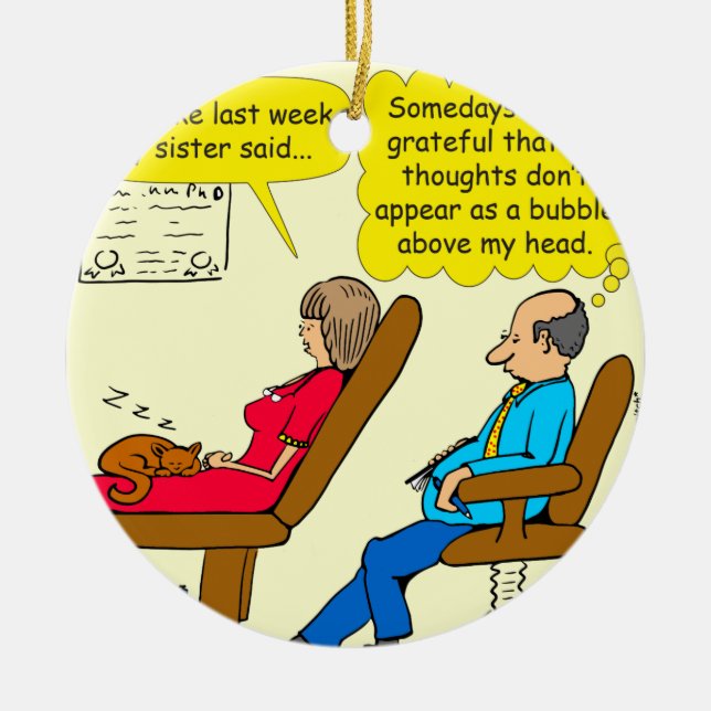 892 Private thought bubble therapist cartoon Ceramic Tree Decoration (Front)