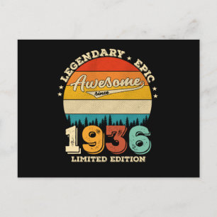 89 Year Old Bday 1936 Awesome 89th Birthday Gift Postcard