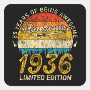 89 Year Old Bday 1936 Awesome 89th Birthday Gift Square Sticker