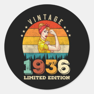 89 Year Old Bday 1936 Vintage 89th Birthday Women Classic Round Sticker
