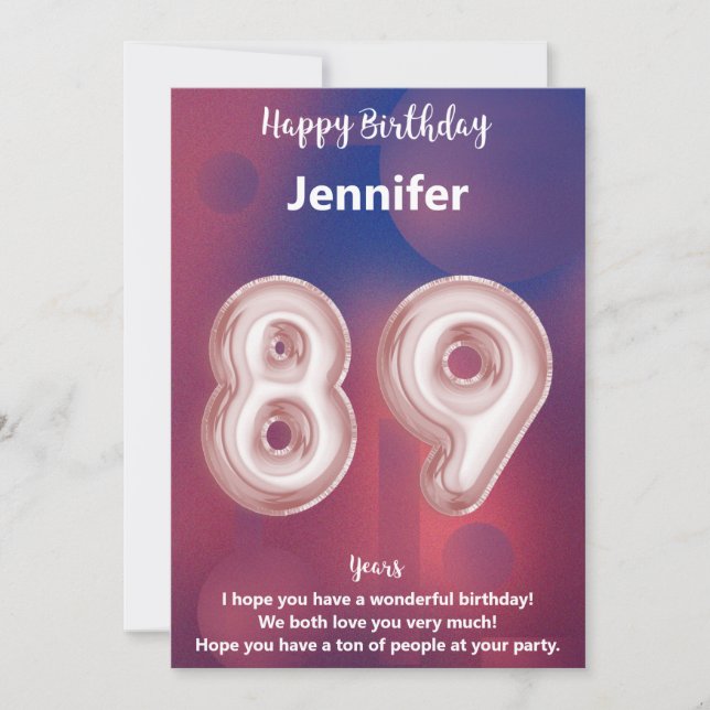 89 year old Happy Birthday card (Front)