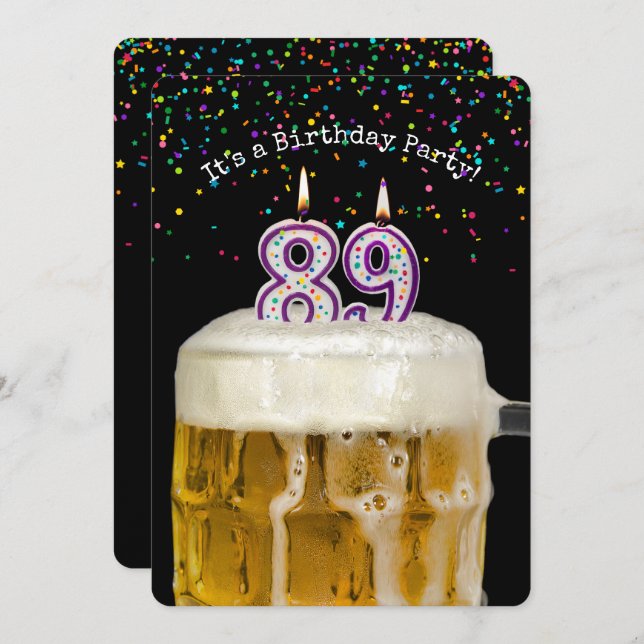 89th Birthday Candle Party Invitation (Front/Back)