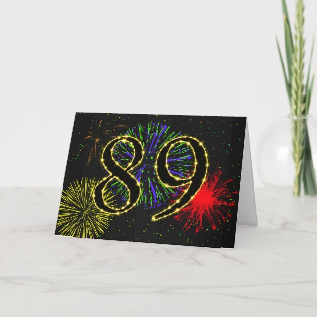 89th Birthday card with fireworks (Front)