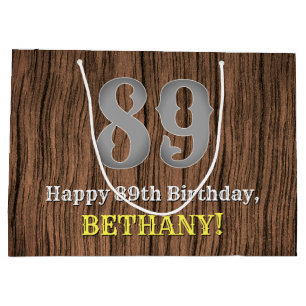 89th Birthday: Country Western Inspired Look, Name Large Gift Bag