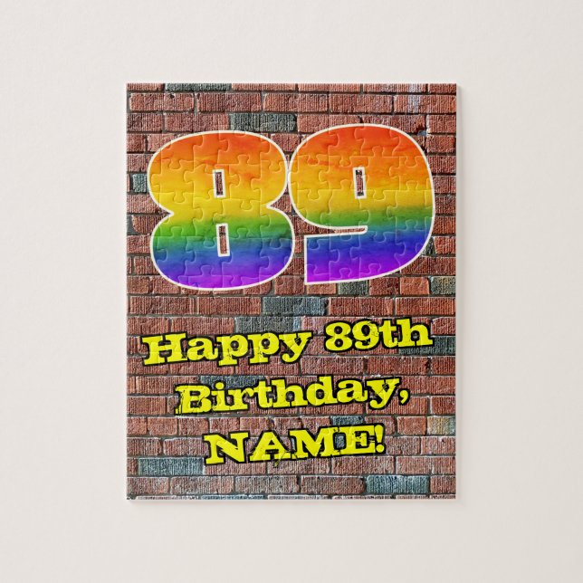 89th Birthday: Fun Graffiti-Inspired Rainbow 89 Jigsaw Puzzle (Vertical)