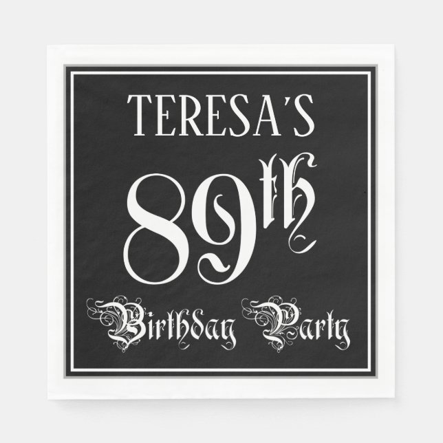 89th Birthday Party — Fancy Script + Custom Name Napkin (Front)