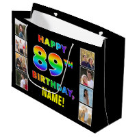 89th Birthday: Rainbow Text, Custom Photos & Name