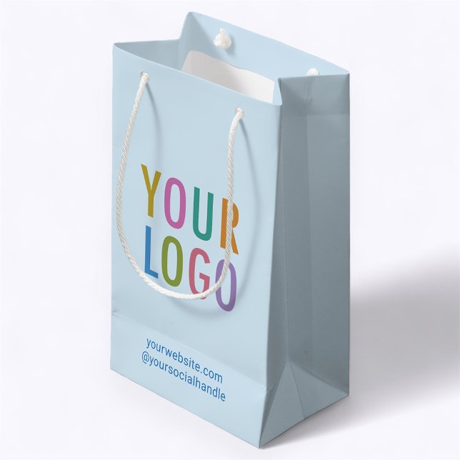 8.5 inch Light Blue Gift Bag Business Logo Small (MISOOK 5 x 3 x 8.5 inch Light Blue Gift Bag with Logo)