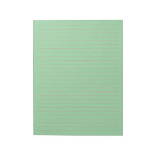 8.5" x 11" Green Stationery Coral Lines Wide Ruled Notepad