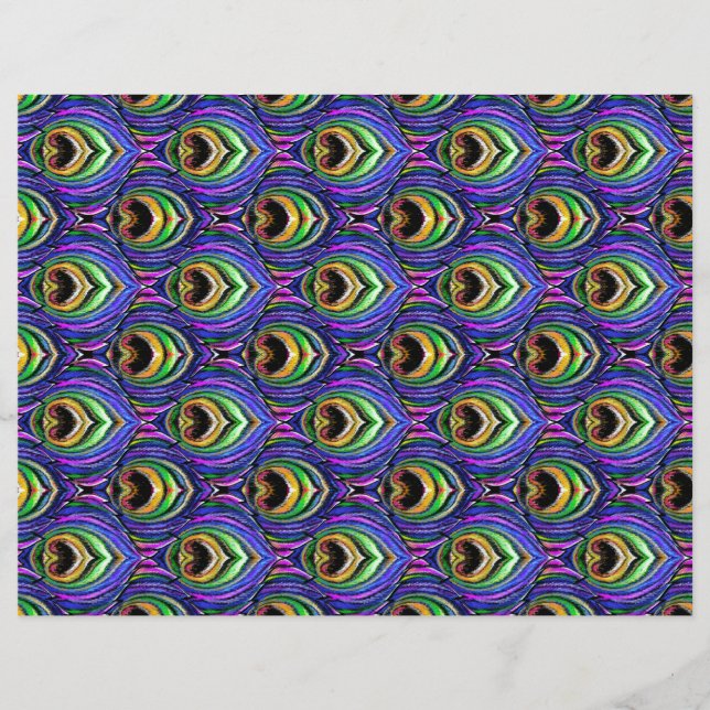 8.5" x 11" peacock feather scrapbook paper (Front)