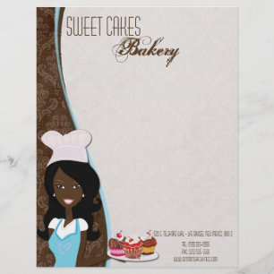 8.5x11 African American Baker Cup Cake Letter Head Customised Letterhead