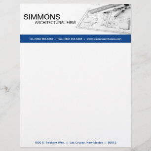 8.5x11 Blue Architectural Blue Print Letter Head Letterhead Template