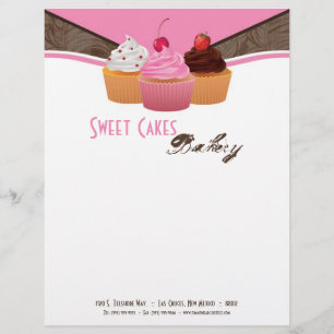 8.5x11 Cup Cakes Bakery Sweet Treats Letter Head Letterhead