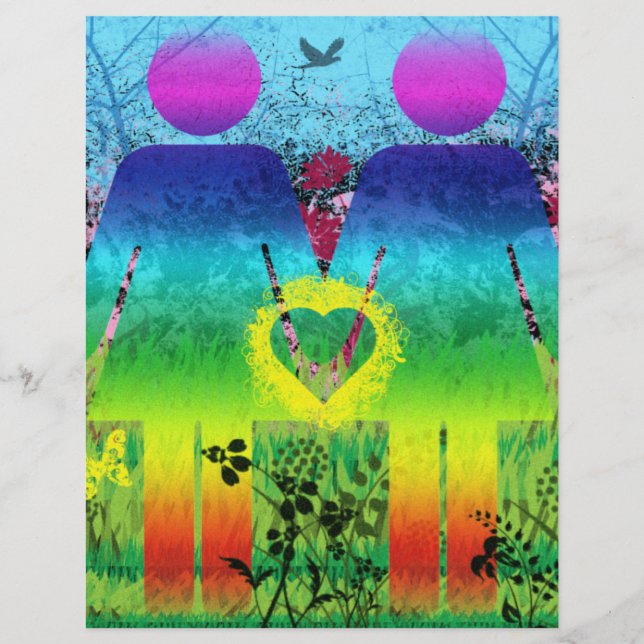 8.5x11 Paper, Abstract Rainbow Grunge Love Flyer (Front)
