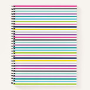 8.5x11 Spiral Notebook Bright and Cheerful Stripe