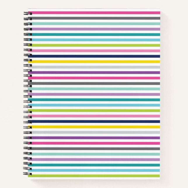 8.5x11 Spiral Notebook Bright and Cheerful Stripe (Front)