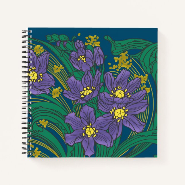 8,5x8,5" Art Nouveau Flowers Notebook (Front)