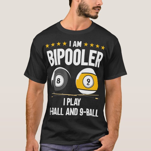 8 Ball and 9 Ball Humour Funny Billiards T-Shirt (Front)