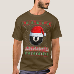 8 Ball Billiard Santa Hat Christmas Funny Ball San T-Shirt