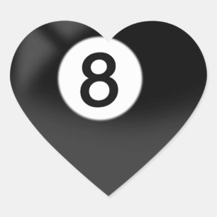 8 Ball - Billiards Heart Sticker