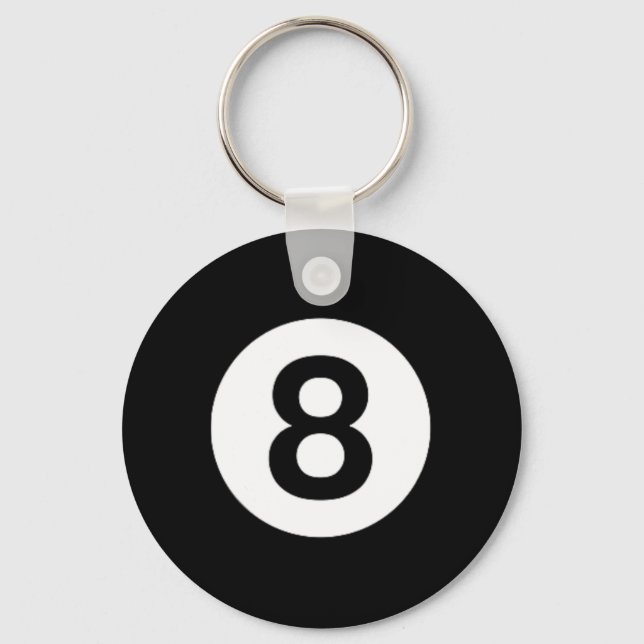 8 Ball Billiards Pool Table Costume Eight Ball  Key Ring (Front)