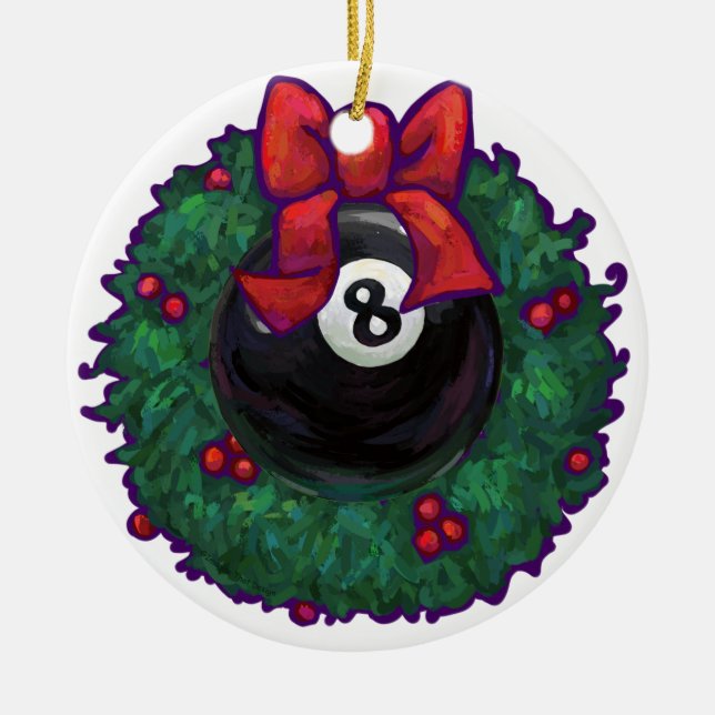 8 Ball Christmas Ceramic Tree Decoration (Front)