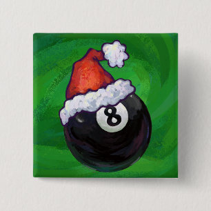 8 Ball Christmas Green 15 Cm Square Badge