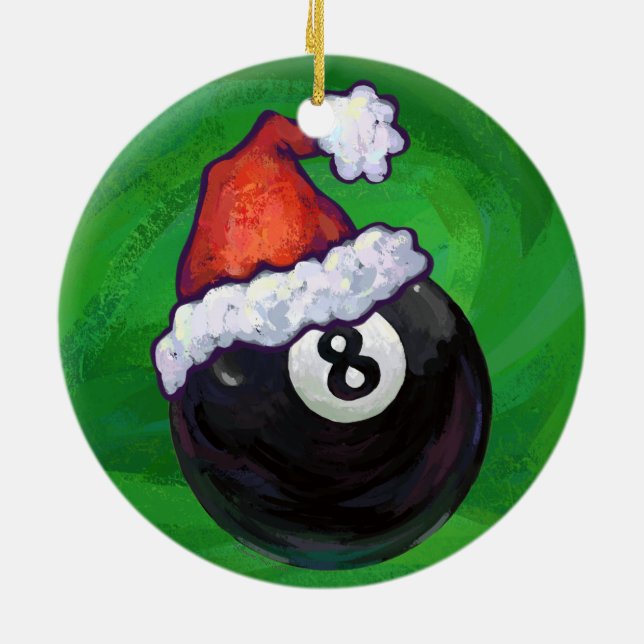8 Ball Christmas Green Ceramic Tree Decoration (Back)