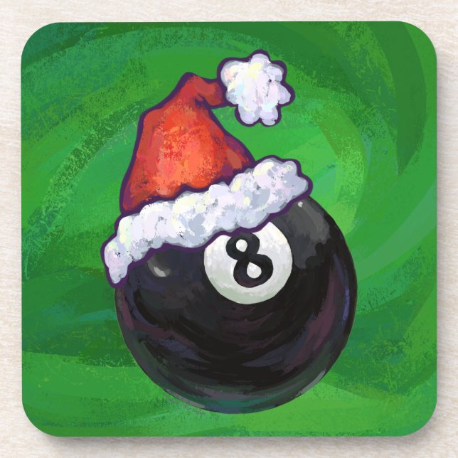 8 Ball Christmas Green Coaster (Front)