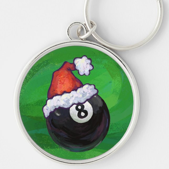 8 Ball Christmas Green Key Ring (Front)