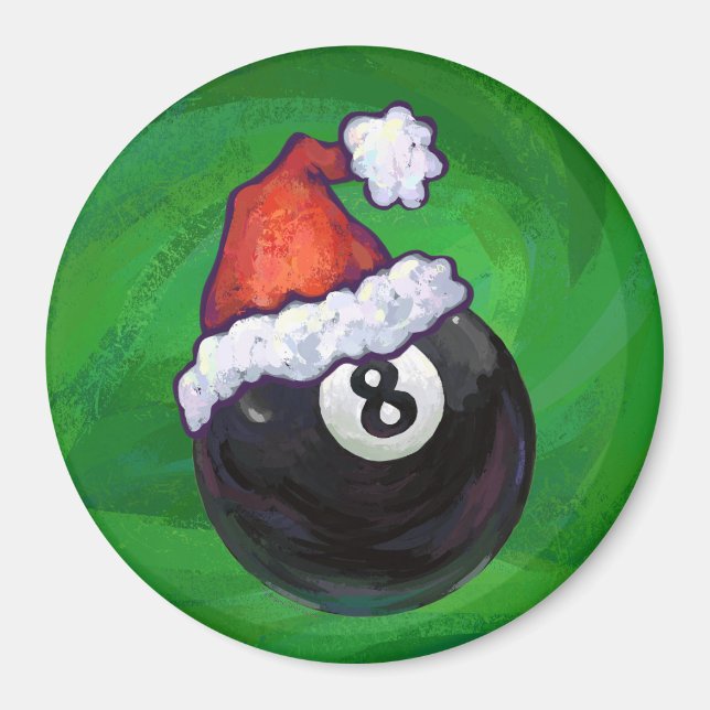 8 Ball Christmas Green Magnet (Front)