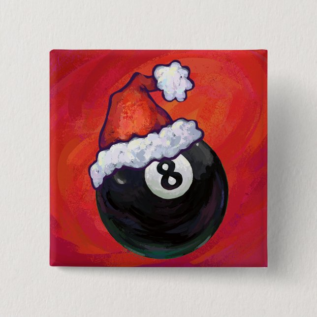 8 Ball Christmas Red Hat 15 Cm Square Badge (Front)
