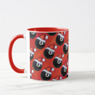 8 Ball Christmas Red Hat Mug