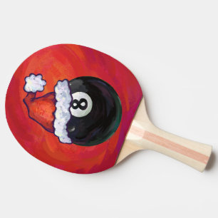 8 Ball Christmas Red Hat Ping Pong Paddle