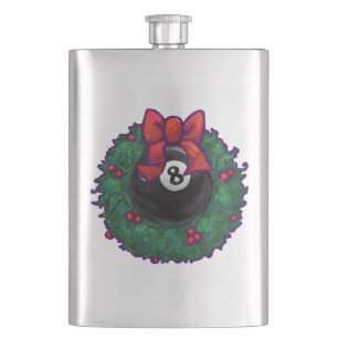 8 Ball Christmas Wheath Red Hip Flask