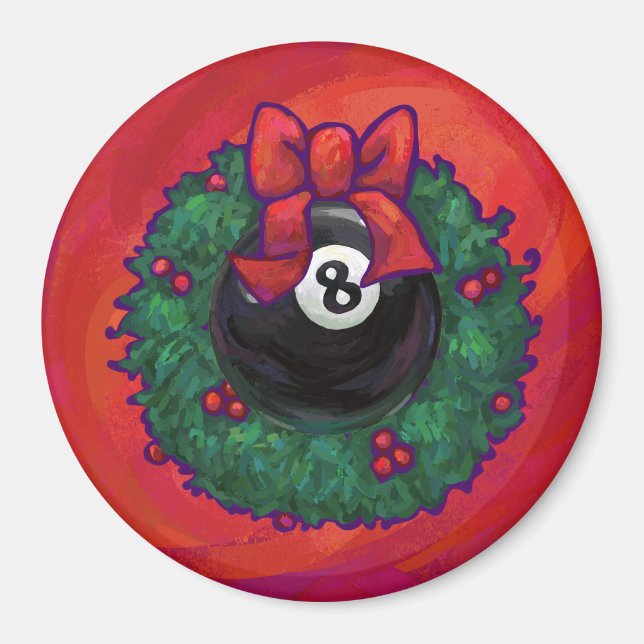 8 Ball Christmas Wheath Red Magnet (Front)