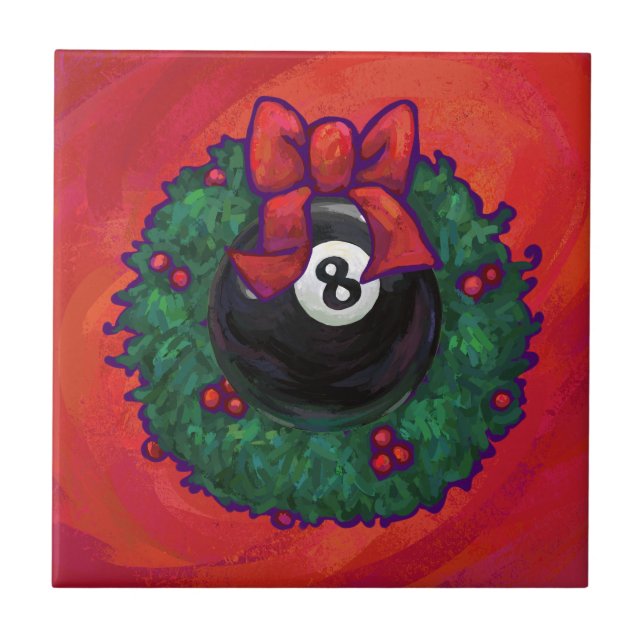 8 Ball Christmas Wheath Red Tile (Front)