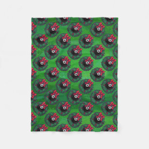 8 Ball Christmas Wreath Fleece Blanket