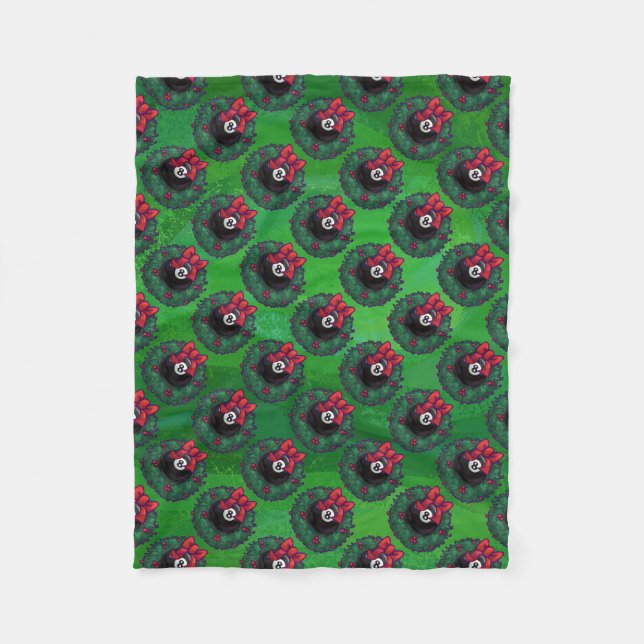 8 Ball Christmas Wreath Fleece Blanket (Front)