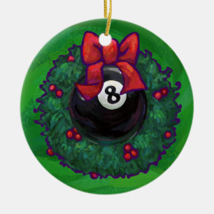 8 Ball Christmas Wreath Green Ceramic Tree Decoration