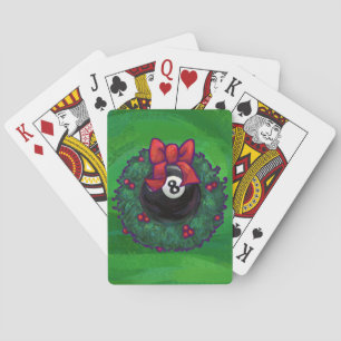 8 Ball Christmas Wreath Green Playing Cards