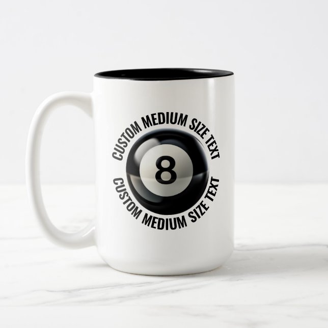 8 Ball & Medium Text BLACK 15oz Custom Two-Tone Coffee Mug (Left)