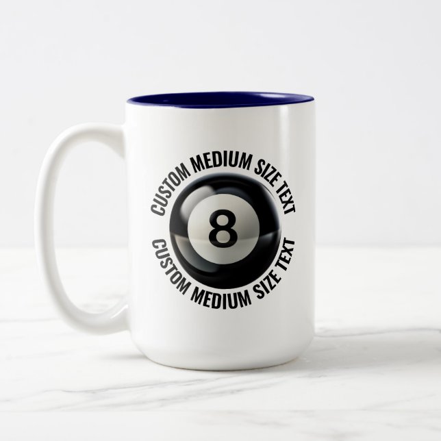 8 Ball & Medium Text NAVY BLUE 15oz Custom Two-Tone Coffee Mug (Left)