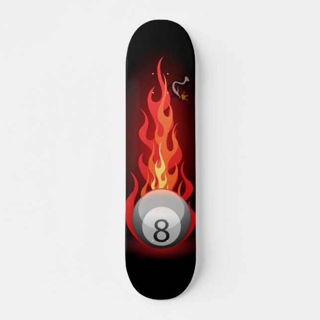 8 Ball On Fire Skateboard (Front)