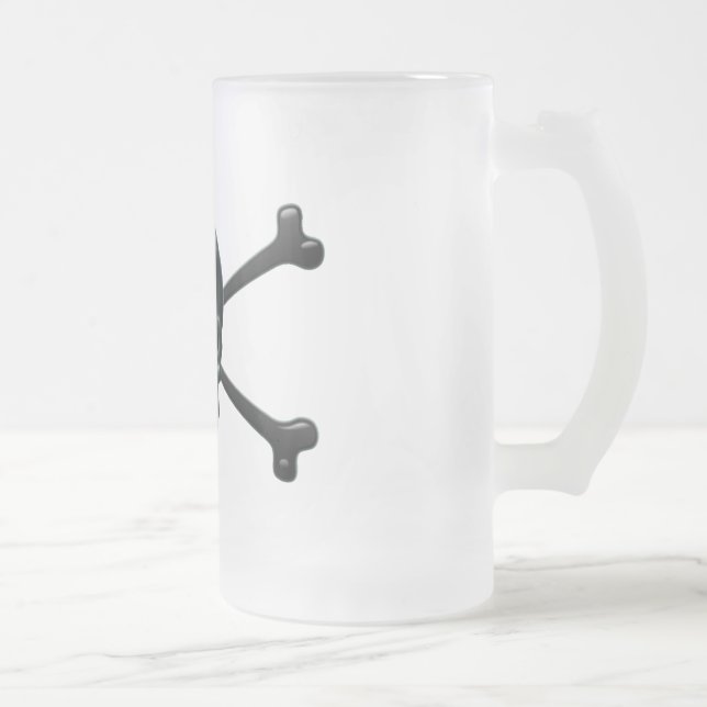 8-ball Pirate Frosted Glass Beer Mug (Right)