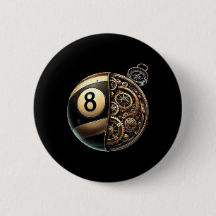 8 Ball Pool Billiards Player  6 Cm Round Badge