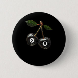 8 Ball Pool Billiards Player Cherries  6 Cm Round Badge