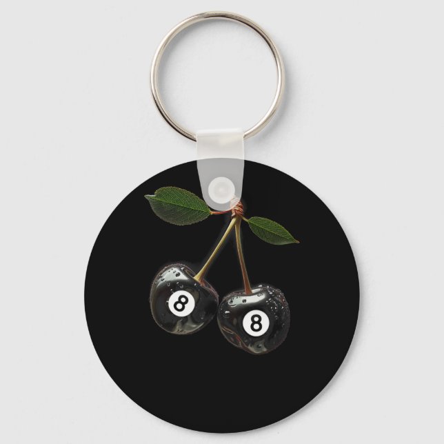 8 Ball Pool Billiards Player Cherries  Key Ring (Front)