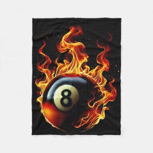 8 Ball Pool Billiards Player Flame Fleece Blanket