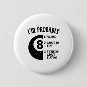 8-ball Pool Player Billiards Novelty Gift 6 Cm Round Badge